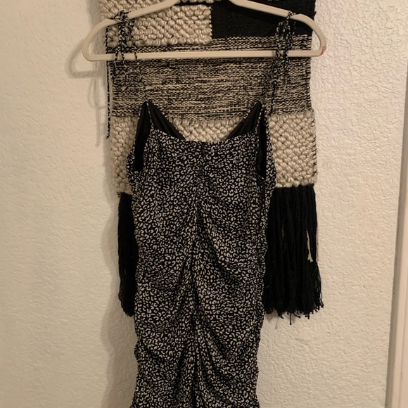 Ruched black cheetah mini dress - Picture 2 of 6